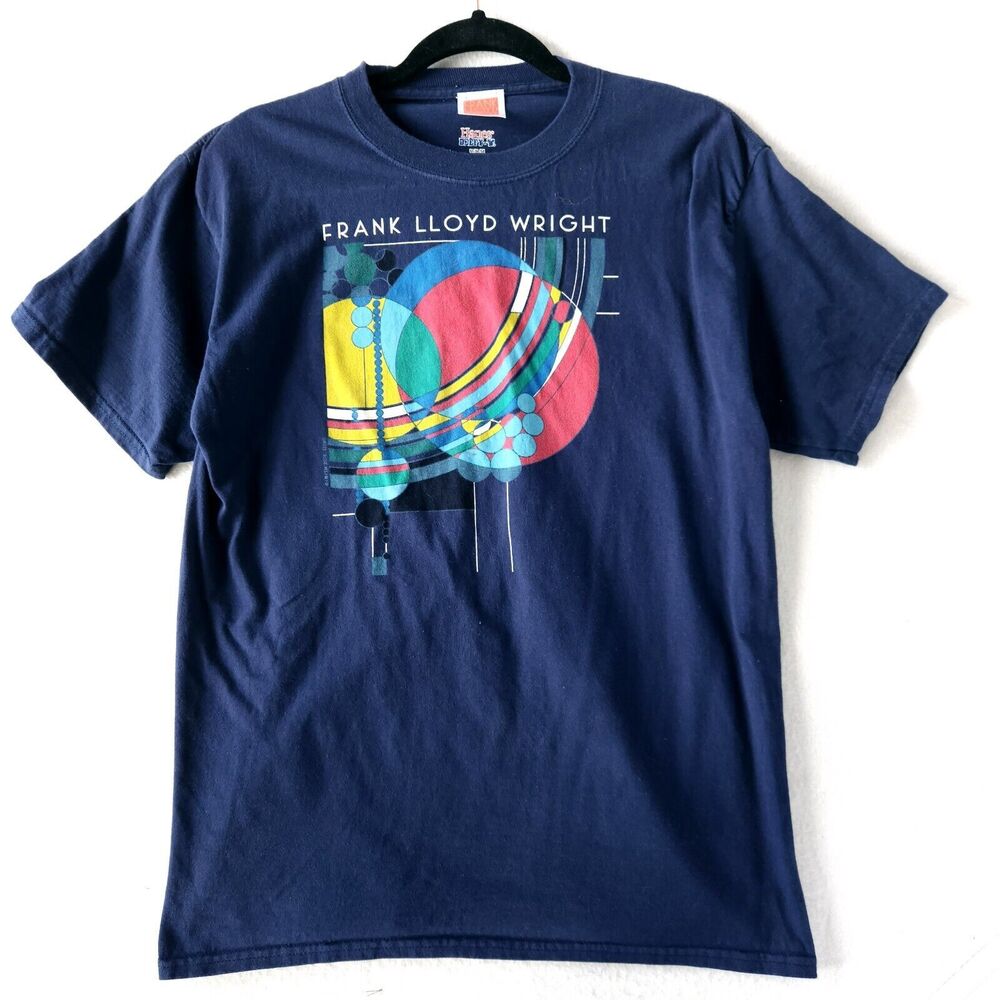 Frank Lloyd Wright‎ Graphic T-Shirt Mens M Navy Art Print Modernist Bauhaus Tee
